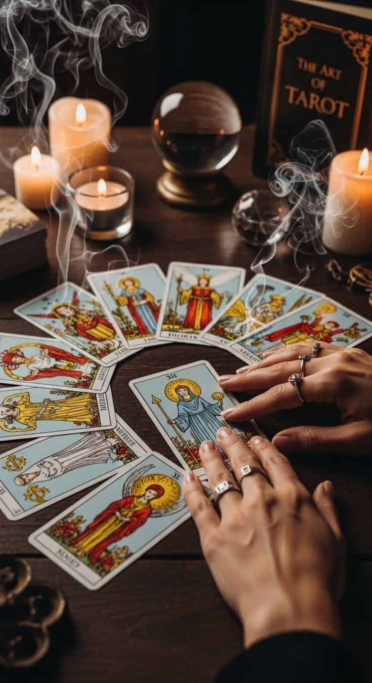 Mesa con Cartas de Tarot